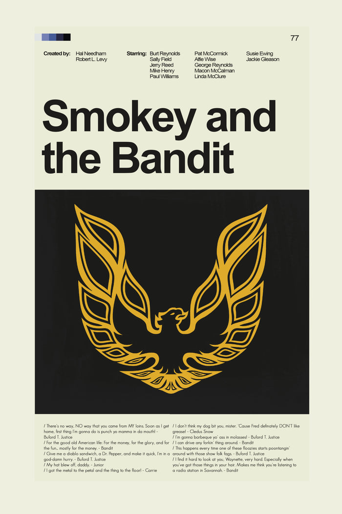 Smokey and the Bandit Inspired Mid-Century Modern Print | 12"x18" or 18"x24" Print only