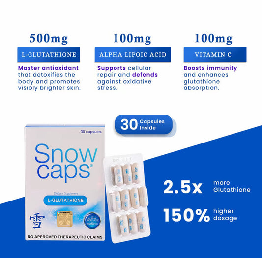 SnowCaps Glutathione 500mg 30 capsules per box