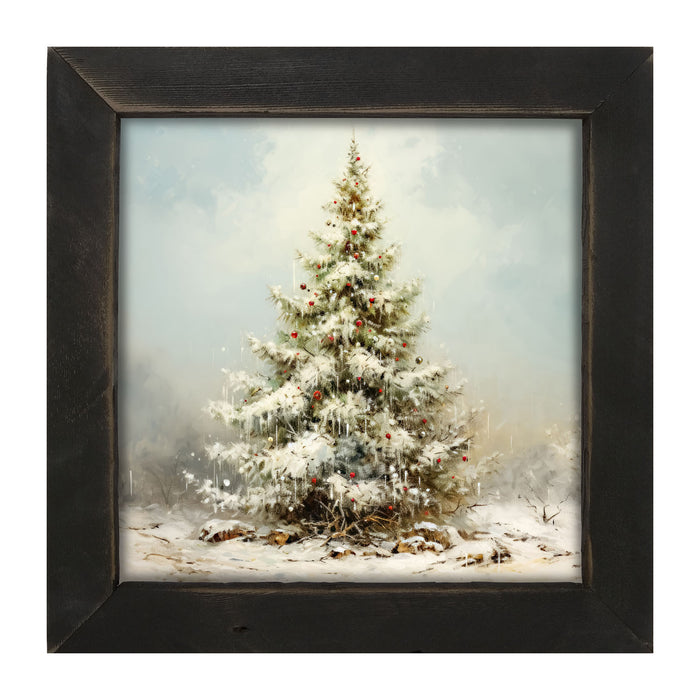 Snowy Christmas tree - Framed art