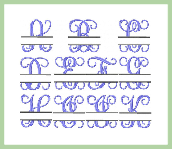 Split Vines Font - with Name Frame - Comes in 3,4,5,6,and 7 Inch Sizes