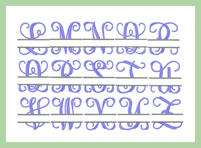 Split Vines Font - with Name Frame - Comes in 3,4,5,6,and 7 Inch Sizes