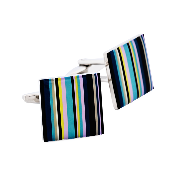 Square enamel stripe Cufflinks