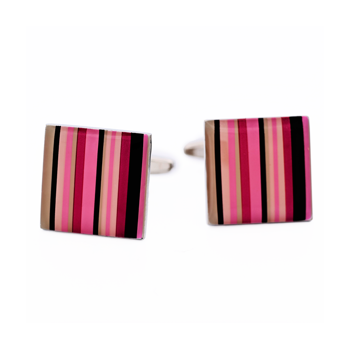Square Stripe Enamel Cufflinks