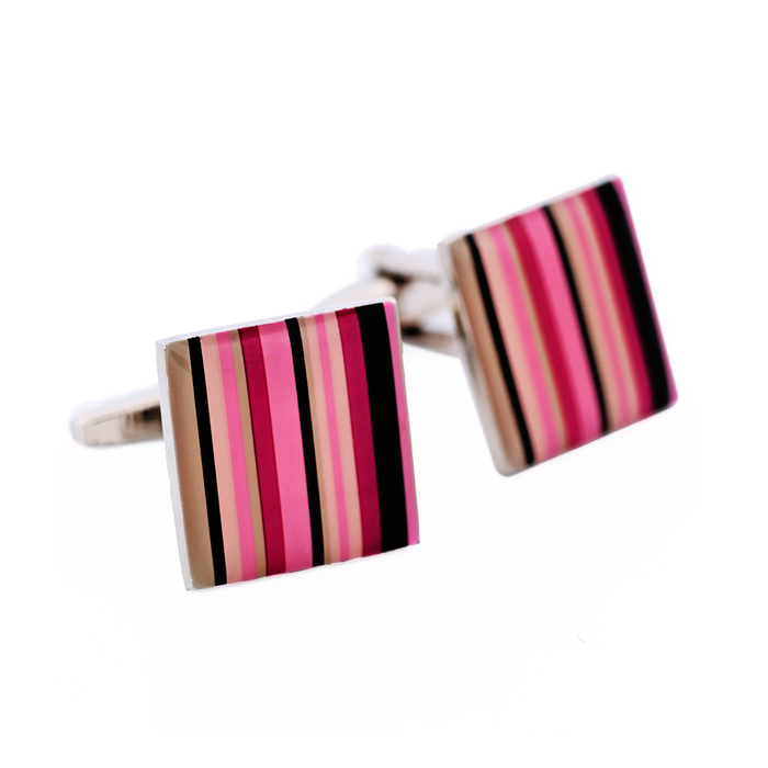 Square Stripe Enamel Cufflinks