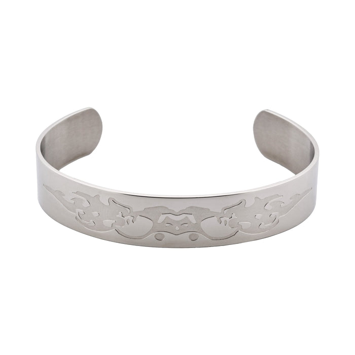 Stainless Steel Etched Patterned Bangle