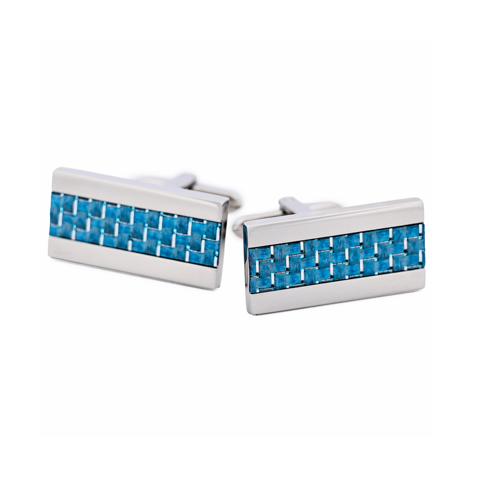 Stainless Steel Icy Blue F Glass Cufflinks