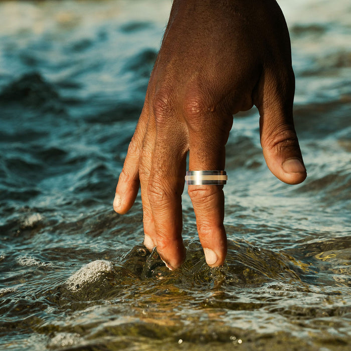 Stainless Steel Ion Plated Black & Ion Plated Gold Ring