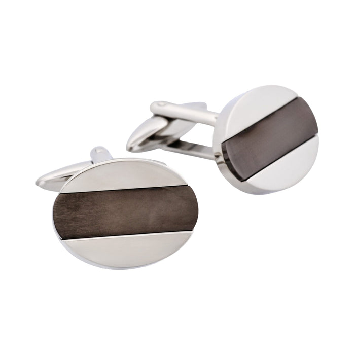 Stainless Steel &Ion Plated Gun Metal Centered Cufflinks