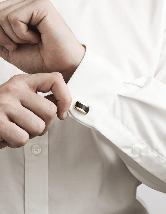 Stainless Steel &Ion Plated Rose Gold & Wood Patterned Carbon Fibre Cufflinks