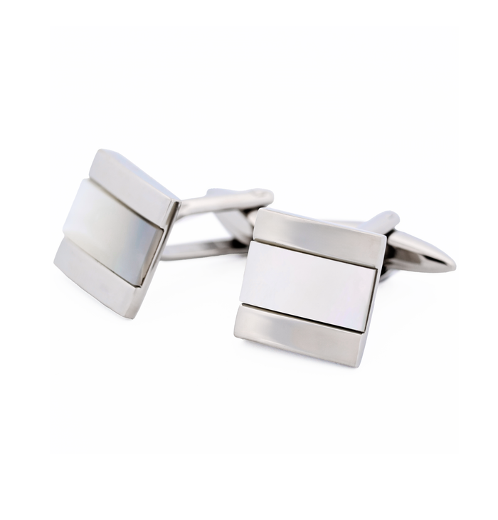 Stainless Steel Mother Of Pearl Cufflinks