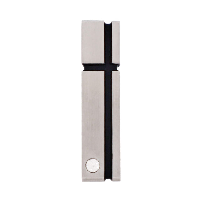 Stainless Steel Pendant - Black Enamel with Cz - No Chain