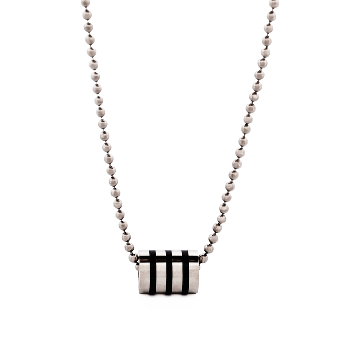 Stainless Steel Pendant - Round Black Enamel without Chain
