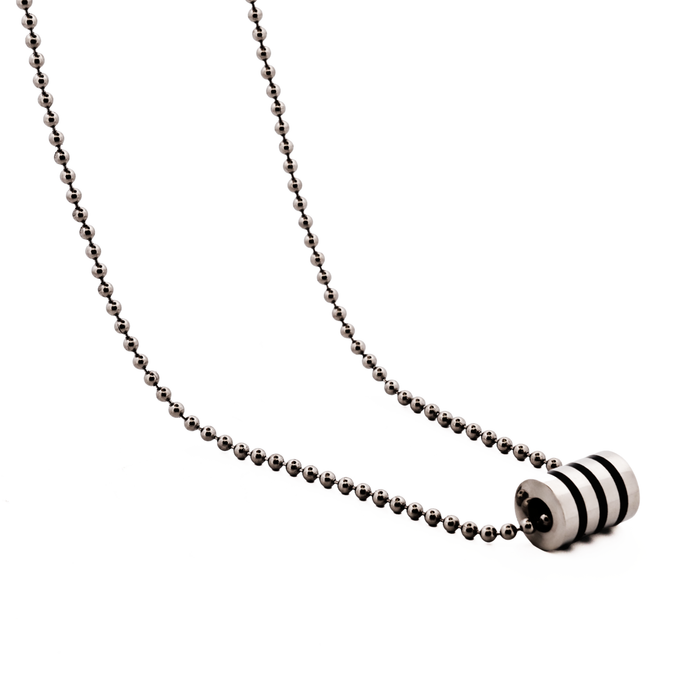 Stainless Steel Pendant - Round Black Enamel without Chain