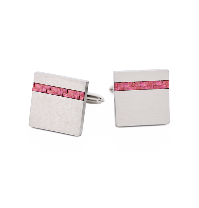 Stainless Steel Pink Fibreglass Cufflinks
