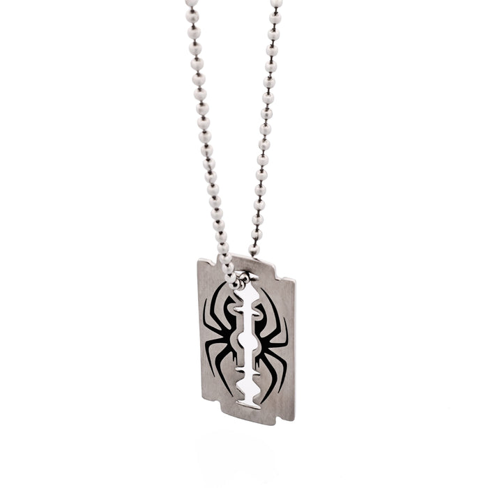Stainless Steel Razor & Spider Pendant & 55cm Ball Chain