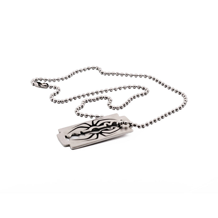 Stainless Steel Razor & Spider Pendant & 55cm Ball Chain