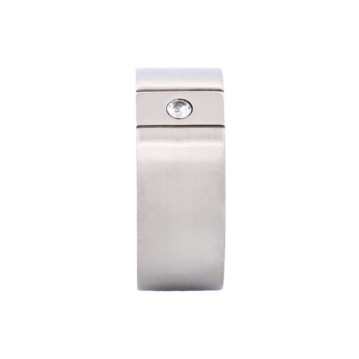 Stainless Steel Ring with Cubic Zirconia In Centre