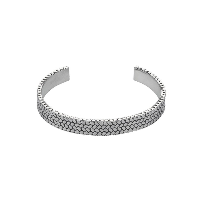 Stainless Steel Sandblasted Tyre Patterned Cuff/Bangle