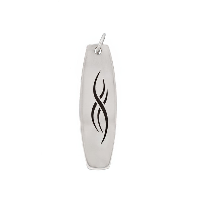 Stainless Steel Surfboard Shaped Etched Pendant