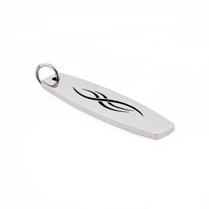 Stainless Steel Surfboard Shaped Etched Pendant