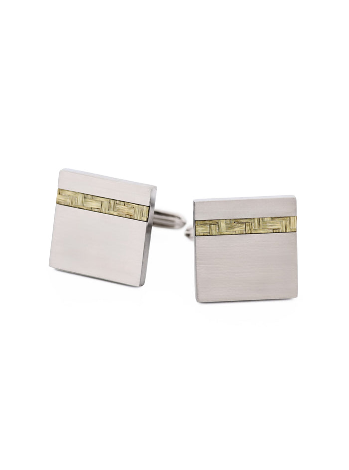 Stainless Steel Yellow Fibreglass Cufflinks
