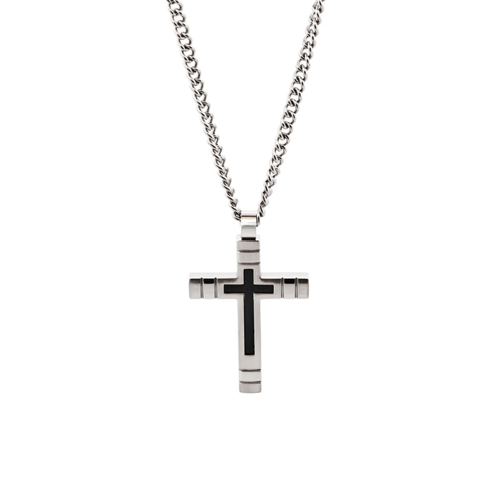 Stainless Steel/Ion Plated Black Cross