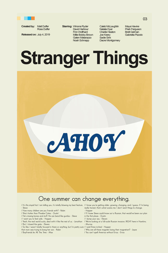 Stranger Things (Season 3) - Scoop's Ahoy Hat | 12"x18" Print Only