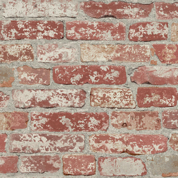 Stuccoed Dark Red Brick Peel And Stick Wallpaper - EonShoppee