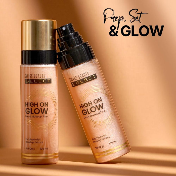 Swiss Beauty Select High on Glow Hydrating Fixer with glass-like glow | Non- Sticky & Quick Drying | 100ml