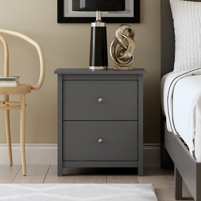 Table de chevet Isenbert 21,9 po à 2 tiroirs, gris graphite