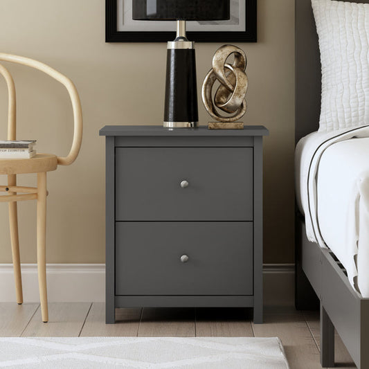 Table de chevet Isenbert 21,9 po à 2 tiroirs, gris graphite