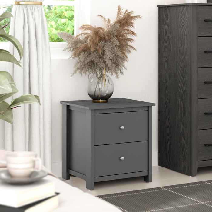 Table de chevet Isenbert 21,9 po à 2 tiroirs, gris graphite