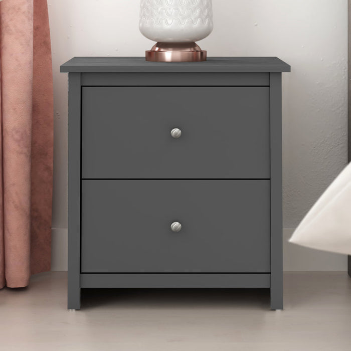 Table de chevet Isenbert 21,9 po à 2 tiroirs, gris graphite