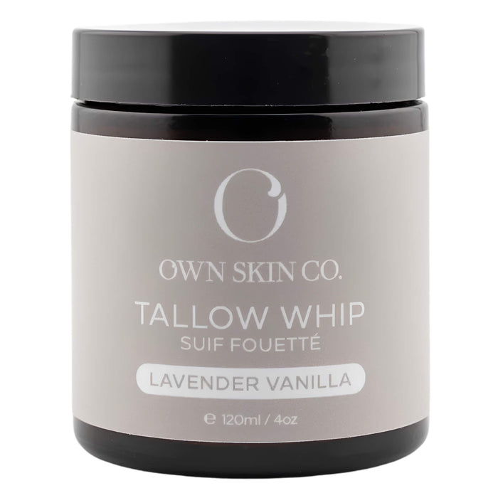 Jar of OWN Skin Co. Tallow Whip Lavender Vanilla 120mL