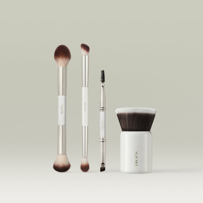 Image shows: 
- Precision Face Brush
- Expert Blending Brush
- 3in1 Eye Brush
-  Kabuki Brush