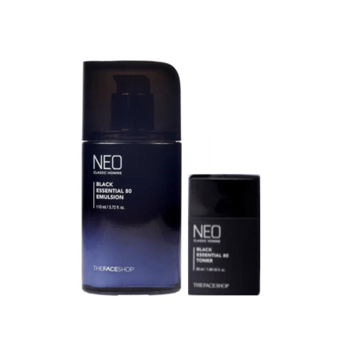The Face Shop Neo Classic Homme Black Essential Emulsion 110 ml + Toner 30 ml مستحلب مرطب للبشرة مع تونر حجم ميني من ذا فيس شوب