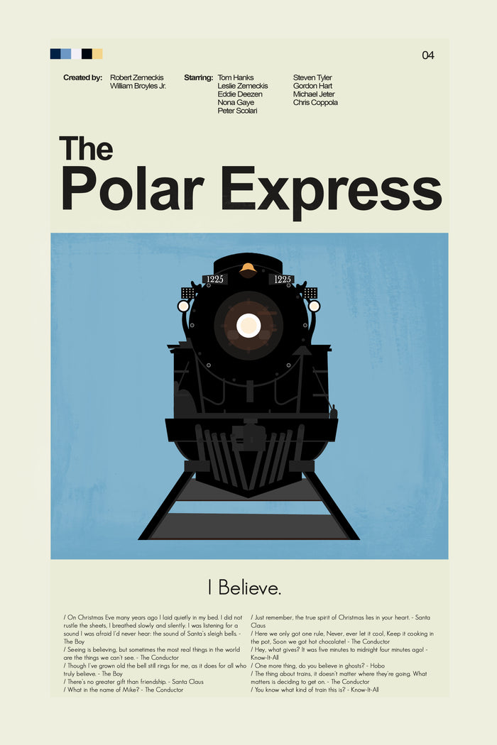The Polar Express Inspired Mid-Century Modern Print | 12"x18" or 18"x24" Print only