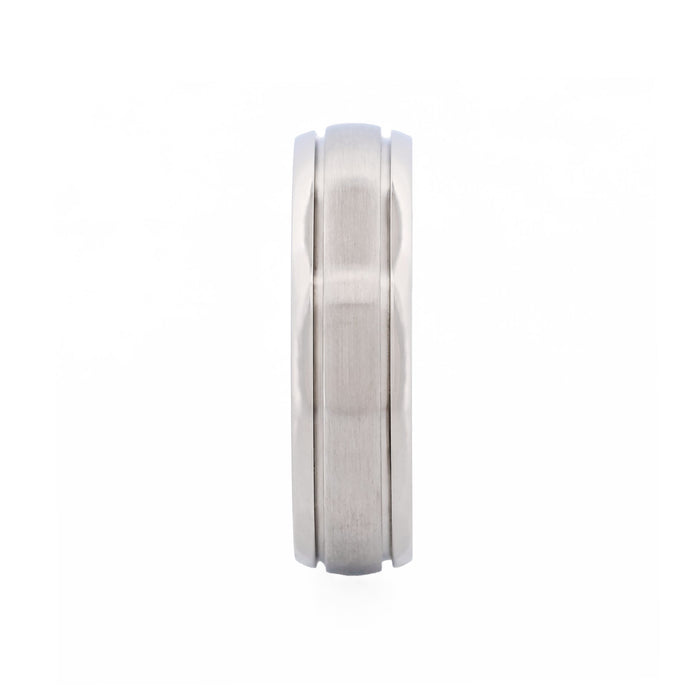 Thin Polished Stainless Steel Ring with a Brushed Centre Band