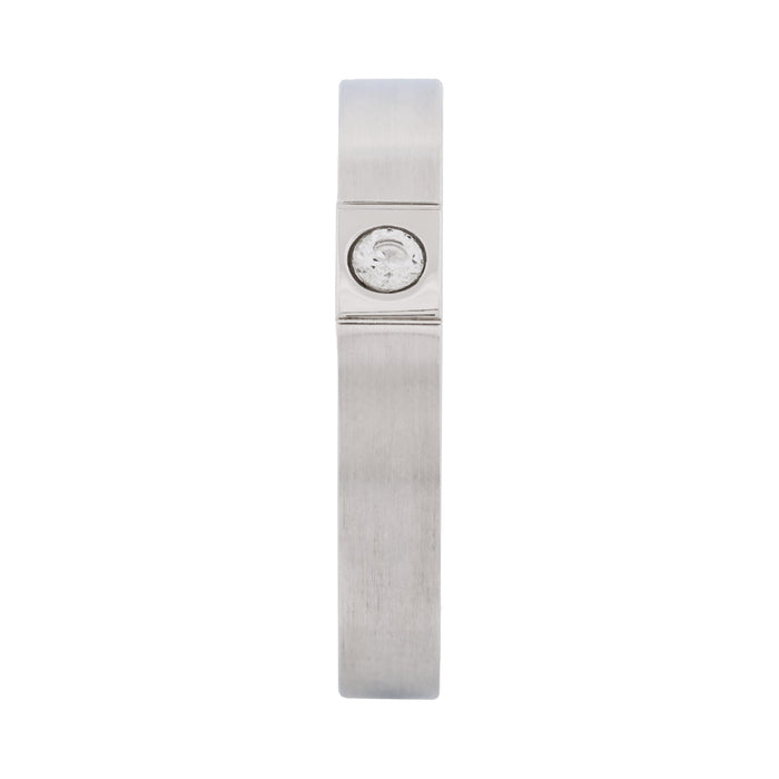 Thin Stainless Steel and Cubic Zirconia Ring