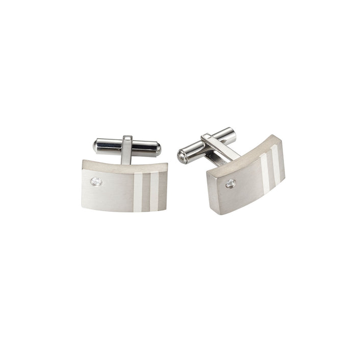 Titanium & Silver Inlay-Cz Cufflinks