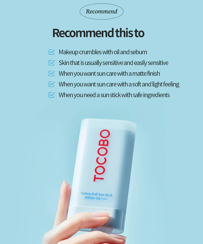 Tocobo Cotton Soft Sun Stick SPF50+ PA++++ | GlamTouch UK