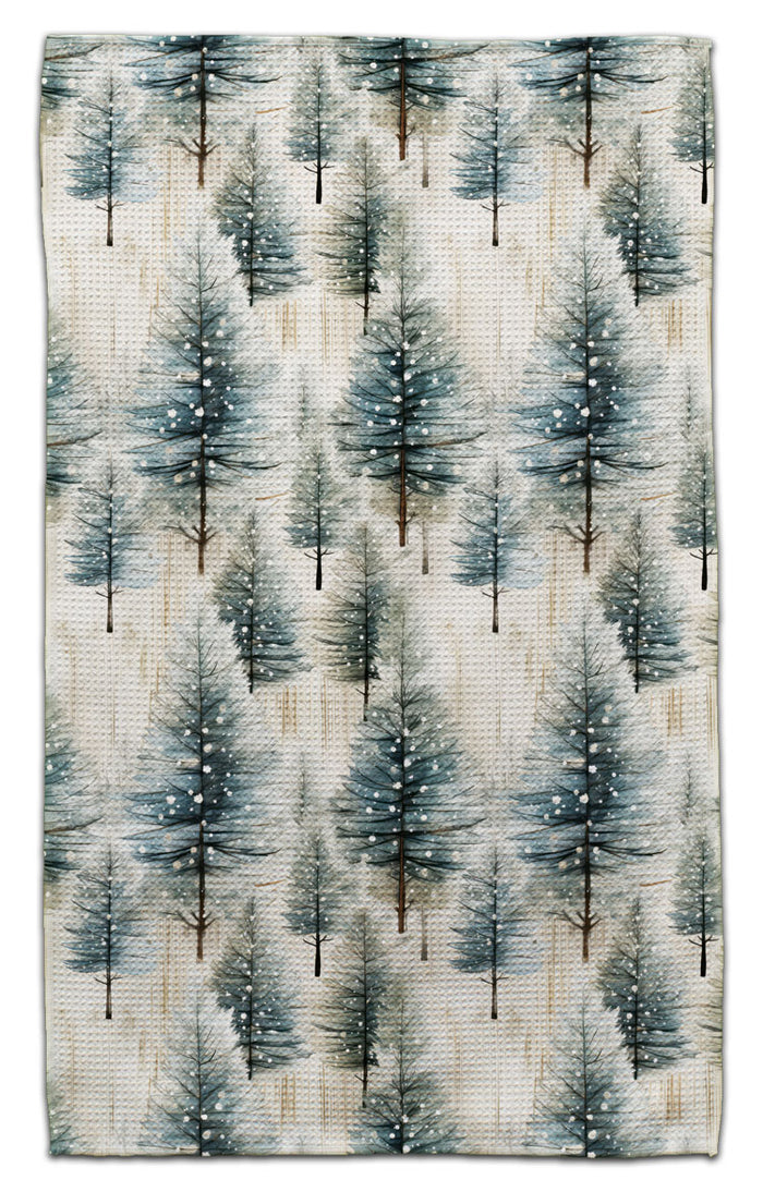 Trees Green w/Falling Snow Eco-Friendly Towel - CJ Bella Co.