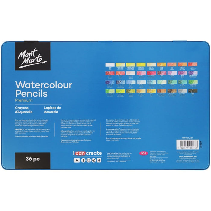 Watercolour Pencils in Tin Premium 36pc