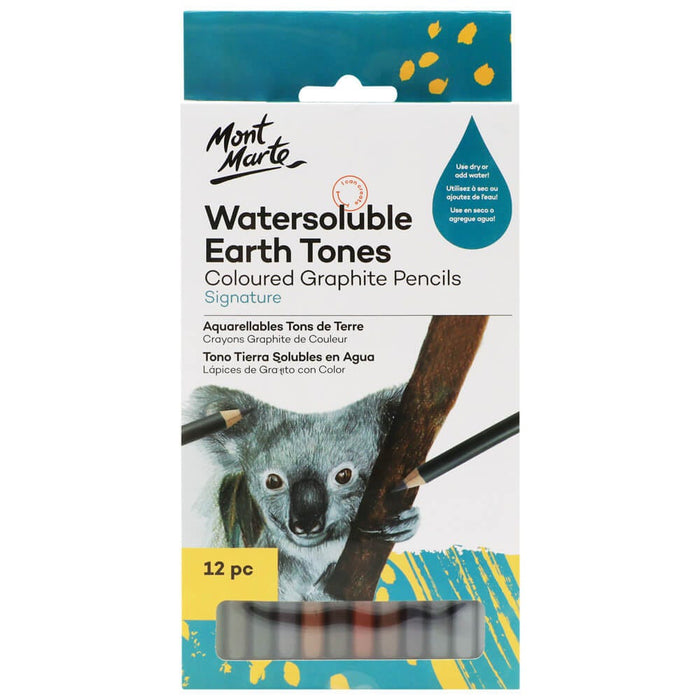 Watersoluble Earth Tones Coloured Graphite Pencils Signature 12pc