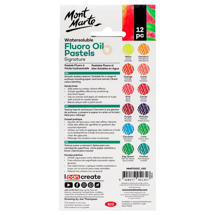 Watersoluble Fluoro Oil Pastels Signature 12pc
