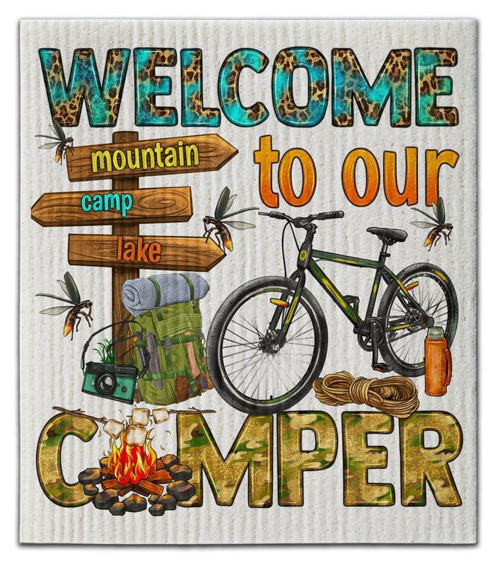 Welcome To Our Camper Swedish Dishcloth