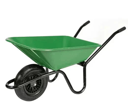 Wheelbarrow: Carrimore Super Green Assembled With Puncture Proof Yellow Wheel 90ltr