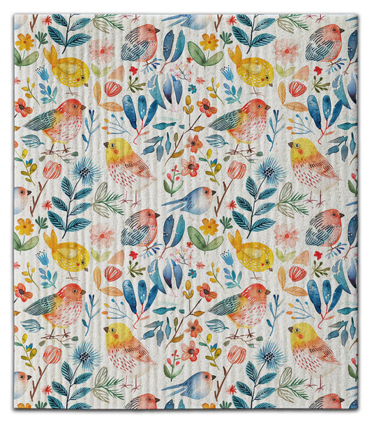 Whimsical Birds Swedish Dishcloth