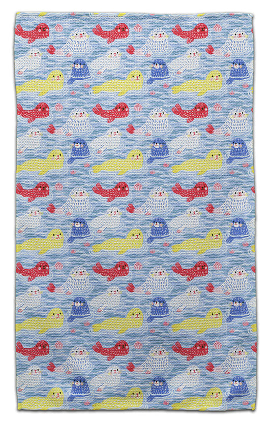 Whimsical Seals Waffle Weave Towel