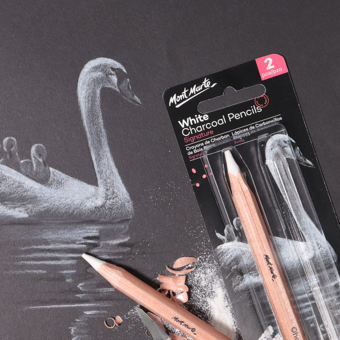 White Charcoal Pencils Lge Hex Signature 2pc